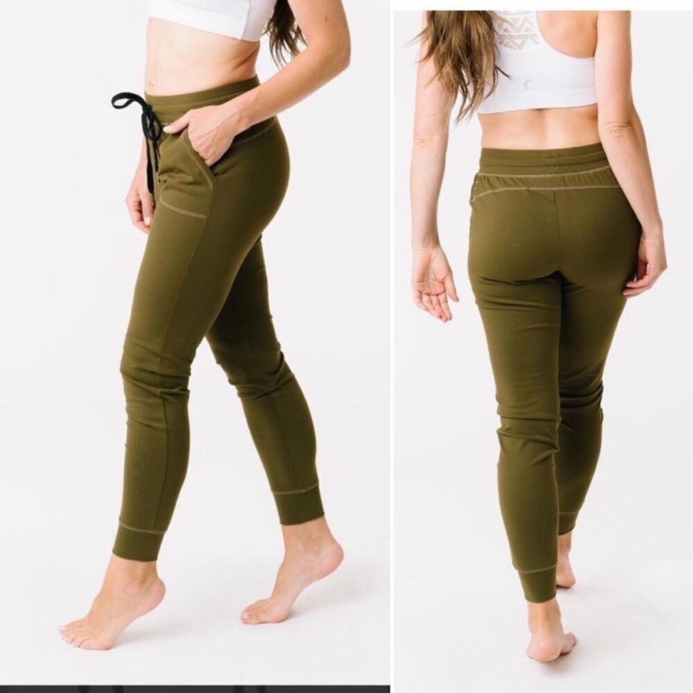 ZYIA ACTIVE Olive Green Unwind Joggers-L